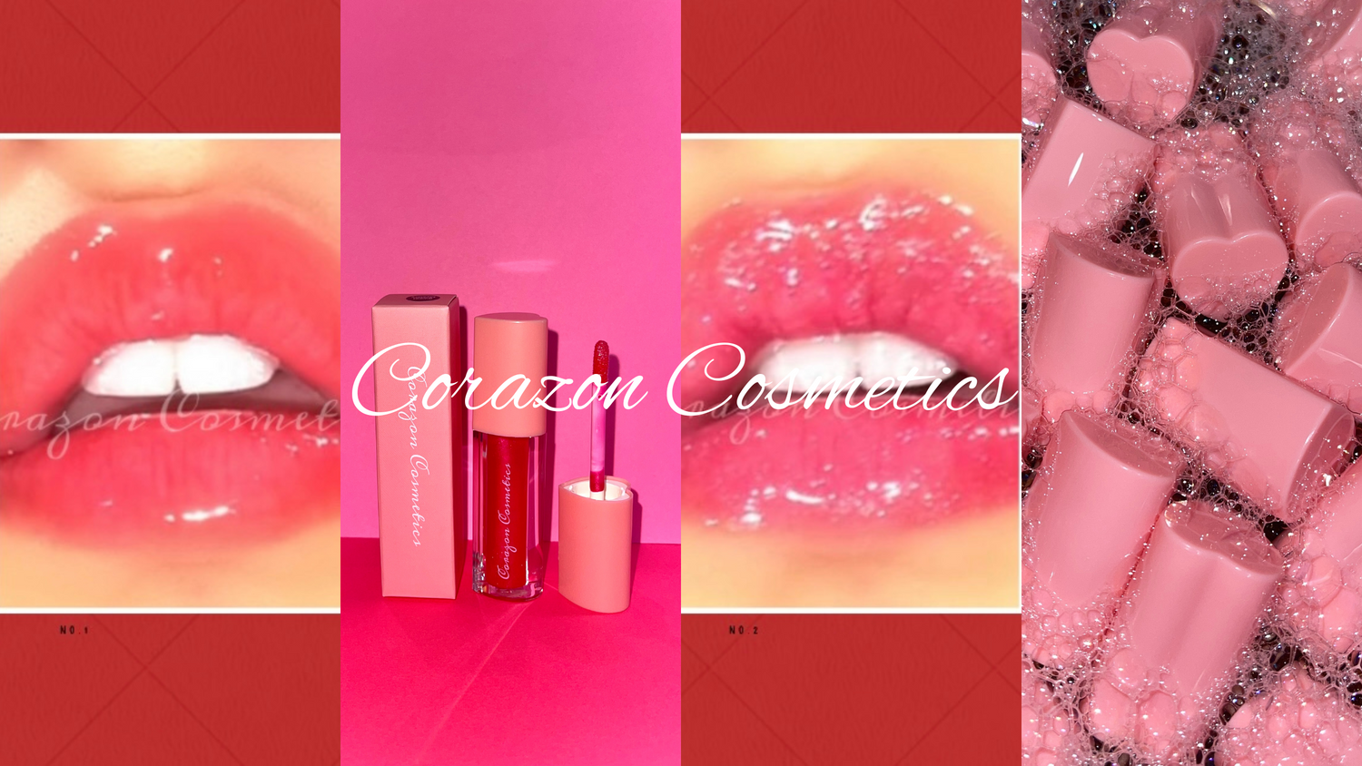CorazonCosmetics.Net banner, soft luscious silky smooth lips coming from Corazon Cosmetics shades Lovely and Sweet Mystery, CorazonCos lipglosses are cleaned and sanitized before shipped to customer! corazon cos is Vegan and cruelty free  